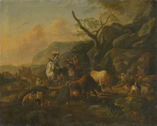 Paysage avec chasseurs
